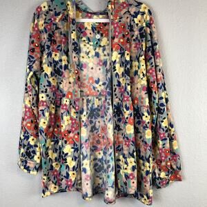 Lug Lounge Shimmy Brushed Jersey Full Zip Hooded Lounger Hoodie XL Floral